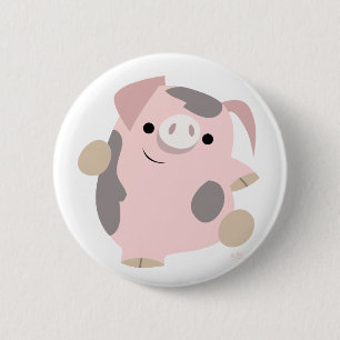 Cartoon Dancing Pig-knoopbadge Ronde Button 5,7 Cm