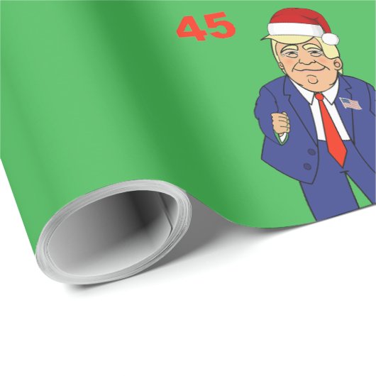Cartoon Dancing Trump-Santa Hat Wrapping Paper Cadeaupapier (Rol Hoek)