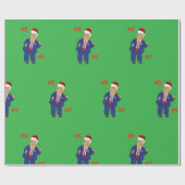 Cartoon Dancing Trump-Santa Hat Wrapping Paper Cadeaupapier (Vlak)