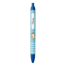 Cartoon Dansende Oranje Kat, Op Maat, Blauw Zwarte Inkt Pen