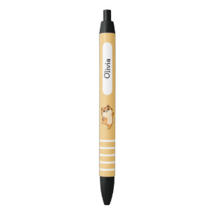 Cartoon Dansende Oranje Kat, Op Maat, Geel Zwarte Inkt Pen