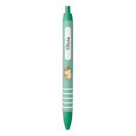 Cartoon Dansende Oranje Kat, Op Maat, Groen Zwarte Inkt Pen
