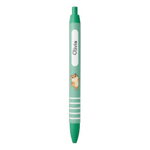 Cartoon Dansende Oranje Kat, Op Maat, Groen Zwarte Inkt Pen