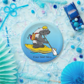 Cartoon das in een kajak papieren bordje (Feest)