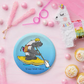 Cartoon das in een kajak papieren bordje (Feest)