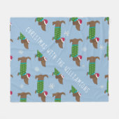 Cartoon Daschund kerstscene Fleece Blanket Deken (Voorkant (Horizontaal))