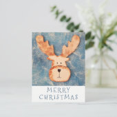 Cartoon Deer Head Reindeer Merry kerst Feestdagenkaart (Staand voorkant)