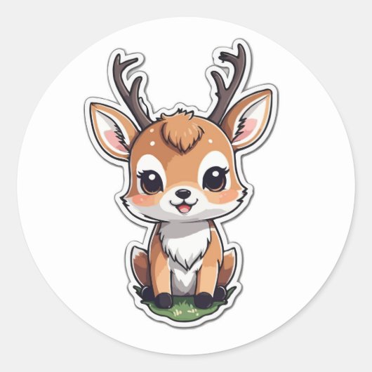 Cartoon Deer Illustration - Wildlife Sticker (Voorkant)