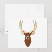 Cartoon Deer Stag Head Briefkaart (Voorkant / Achterkant)