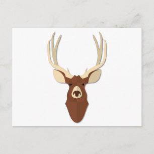 Cartoon Deer Stag Head Briefkaart