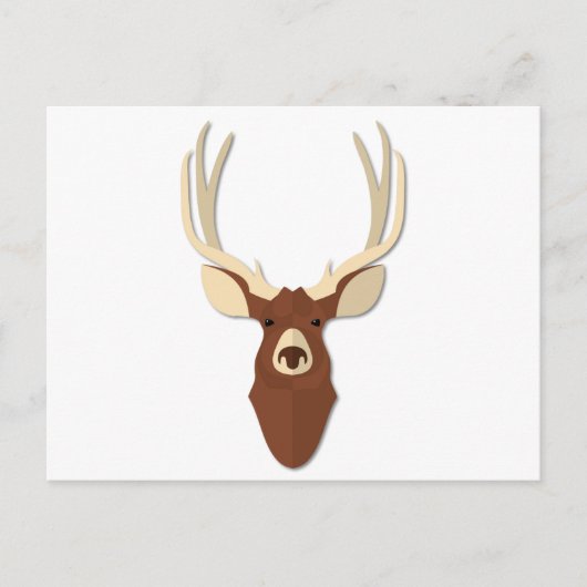 Cartoon Deer Stag Head Briefkaart (Voorkant)
