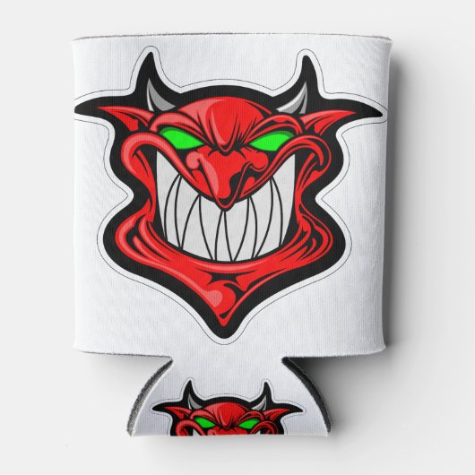 Cartoon demon face head satan blikjeskoeler (Voorkant)