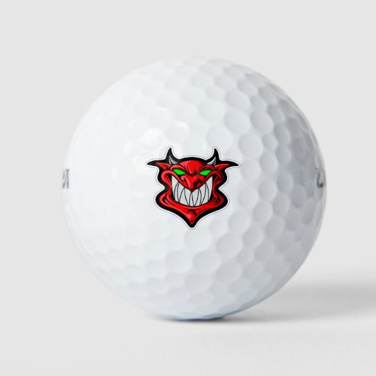 Cartoon demon face head satan golfballen (Voorkant)