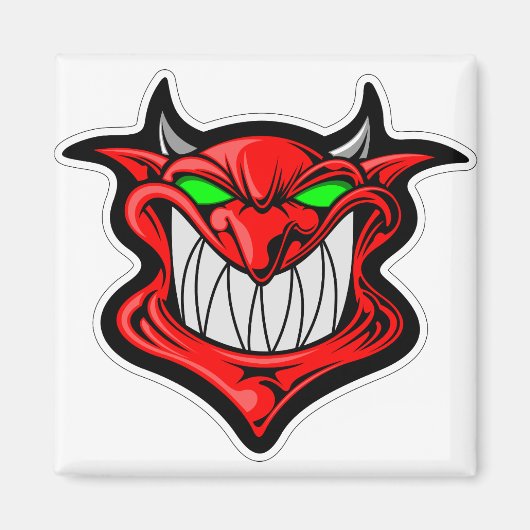 Cartoon demon face head satan magneet (Voorkant)