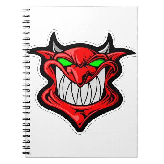 Cartoon demon face head satan notitieboek (Voorkant)