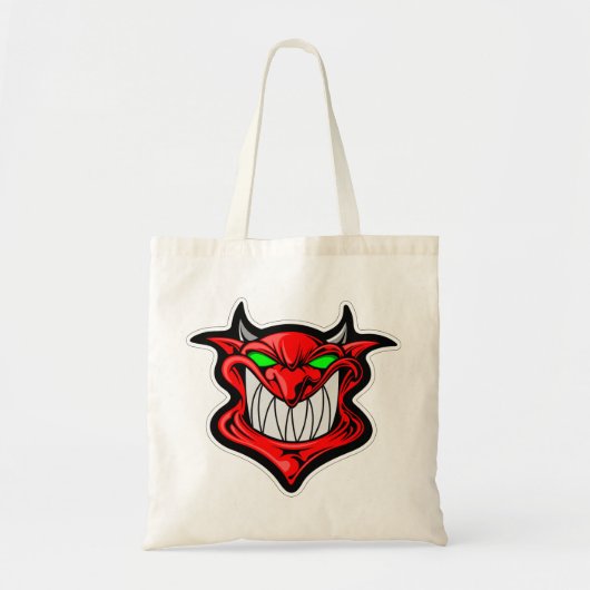 Cartoon demon face head satan tote bag (Voorkant)