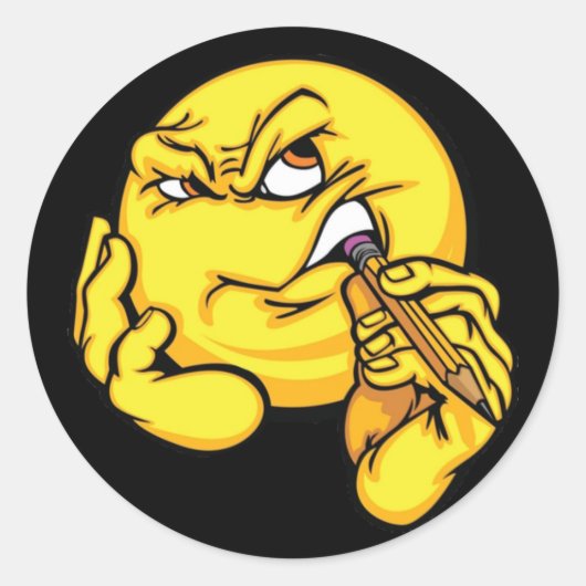 Cartoon denkende expressiesticker ronde sticker (Voorkant)