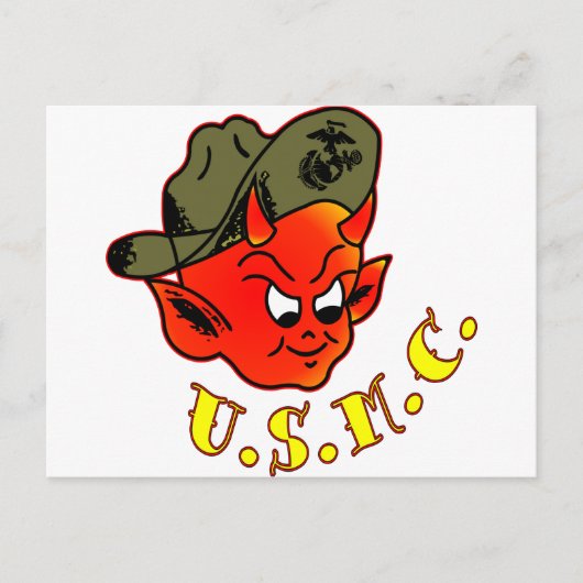 Cartoon Devil Marine Corps Briefkaart (Voorkant)