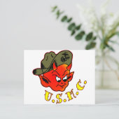 Cartoon Devil Marine Corps Briefkaart (Staand voorkant)