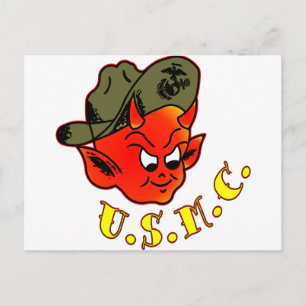 Cartoon Devil Marine Corps Briefkaart