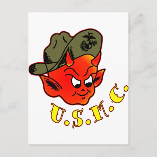 Cartoon Devil Marine Corps Briefkaart (Voorkant)