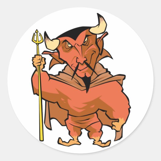 Cartoon Devil Ronde Sticker (Voorkant)