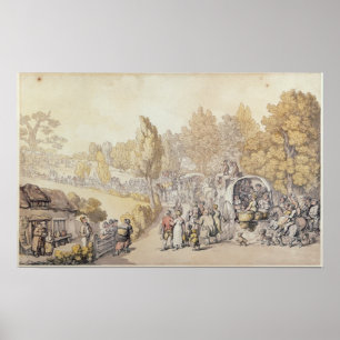 Cartoon die de bevolking van het land afschildert poster