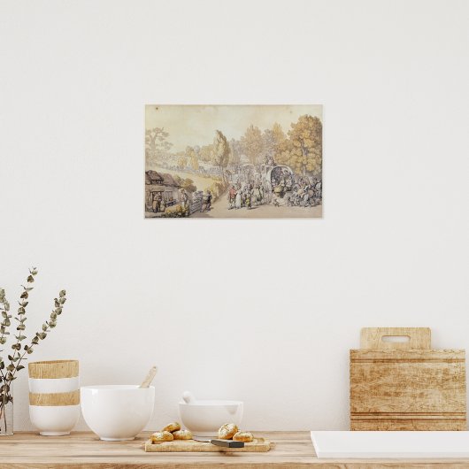 Cartoon die de bevolking van het land afschildert poster (Keuken)