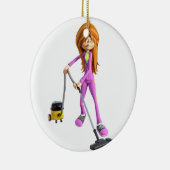 Cartoon die een vacuüm gebruikt keramisch ornament (Rechts)