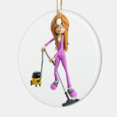 Cartoon die een vacuüm gebruikt keramisch ornament (Links)