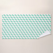 cartoon die haaien glimlacht blauw groen oceaandie badhanddoek (Badhanddoek)