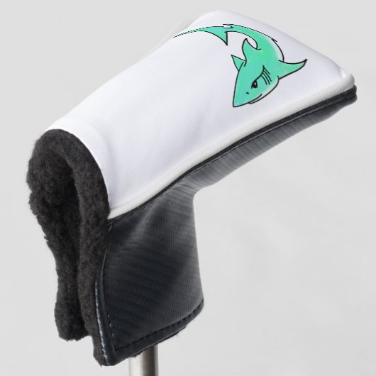 cartoon die haaien glimlacht blauw groen oceaandie golfheadcover (3/4 voorkant)