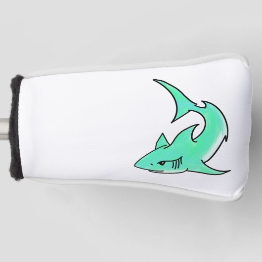 cartoon die haaien glimlacht blauw groen oceaandie golfheadcover (Voorkant)