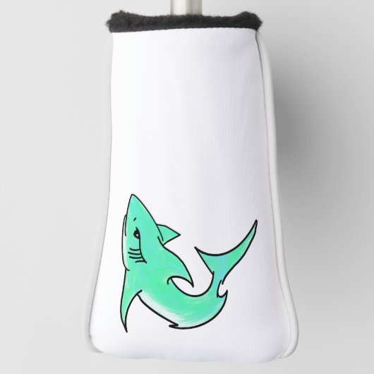 cartoon die haaien glimlacht blauw groen oceaandie golfheadcover (Draai 90)