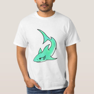 cartoon die haaien glimlacht blauw groen oceaandie t-shirt