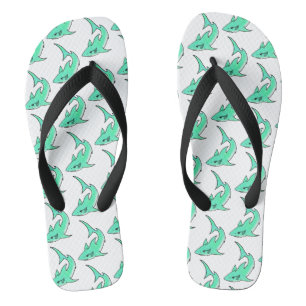 cartoon die haaien glimlacht blauw groen oceaandie teenslippers