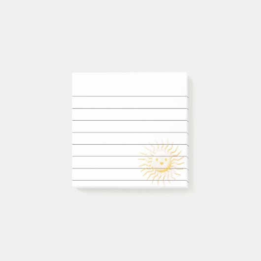 Cartoon die Sun Face Lined 3x3 glimlacht Post-it® Notes (Voorkant)