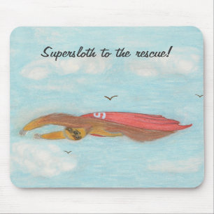 Cartoon die Supersloth vliegt.  Mousepad. Muismat