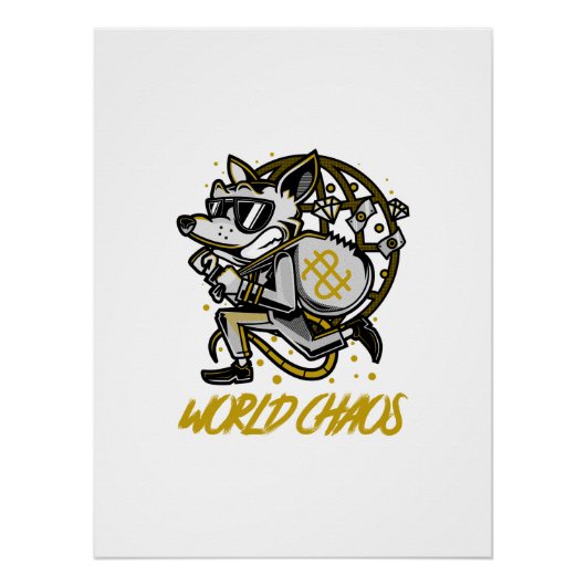 Cartoon Dier | Vos & Crypto Wolf Kunst Perfect Poster (Voorkant)