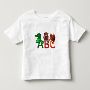 Cartoon Dieren ABC Alfabet Print Kinder Shirts
