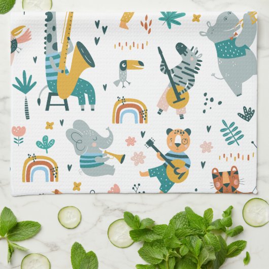 Cartoon Dieren Band Pattern Theedoek (Gevouwen)