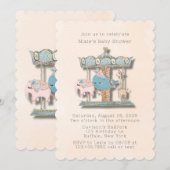 Cartoon Dieren Carrousel Baby shower Kaart (Voorkant / Achterkant)