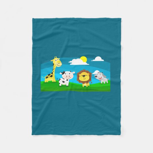 Cartoon dieren        fleece deken (Voorkant)