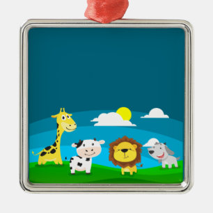 Cartoon dieren metalen ornament