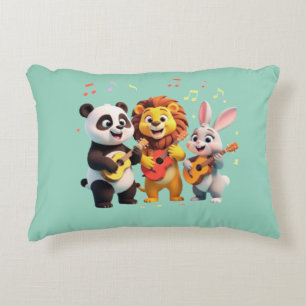🎵 Cartoon Dieren Muziekfeest – Leuke & Schattige Accent Kussen