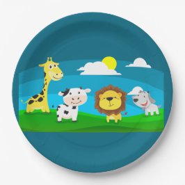 Cartoon dieren papieren bordje