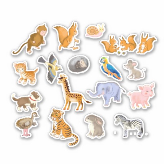 Cartoon Dieren, planner stickers (Voorkant)