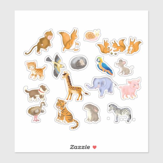 Cartoon Dieren, planner stickers (Vel)