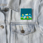 Cartoon dieren       vierkante button 5,1 cm (In situ)