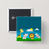 Cartoon dieren       vierkante button 5,1 cm (Voorkant /achterkant)